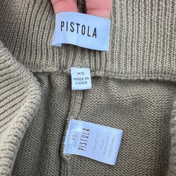 Pistola Women XS Green Black Star Knit Wide Leg Flare Pants Lounge Casual - Picture 3 of 9